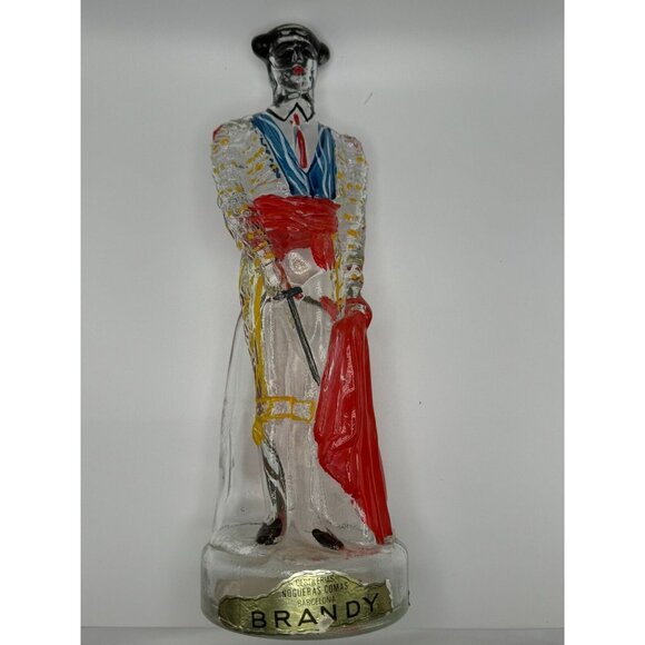 Brandy Empty Heavy Bottle Glass Solid Painted Matador Barcelona Decanter Spain - Picture 1 of 2